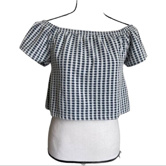 Zara Trafaluc Blue and White Crop Top - Picture 1 of 8